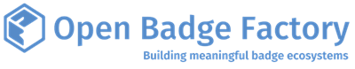 Logo and tagline: Open Badge Factory - building meaningful badge ecosystems